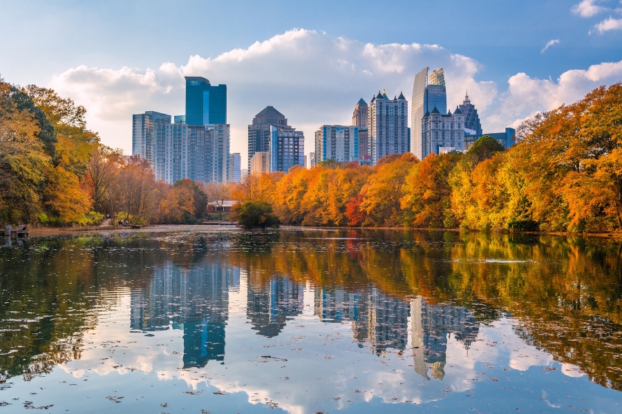 Piedmont Park in Atlanta during the fall