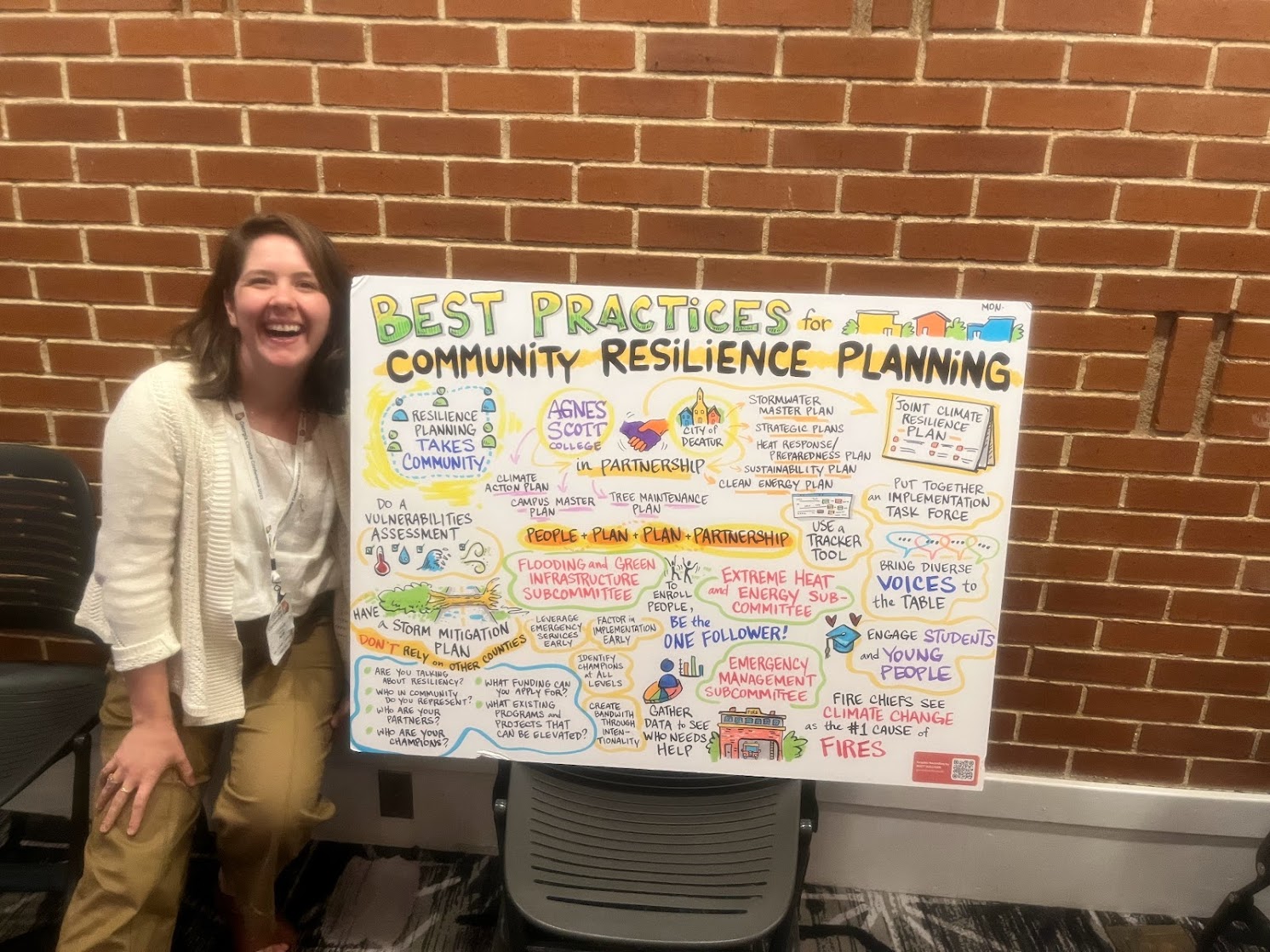 woman with poster visual representation of conference presentation